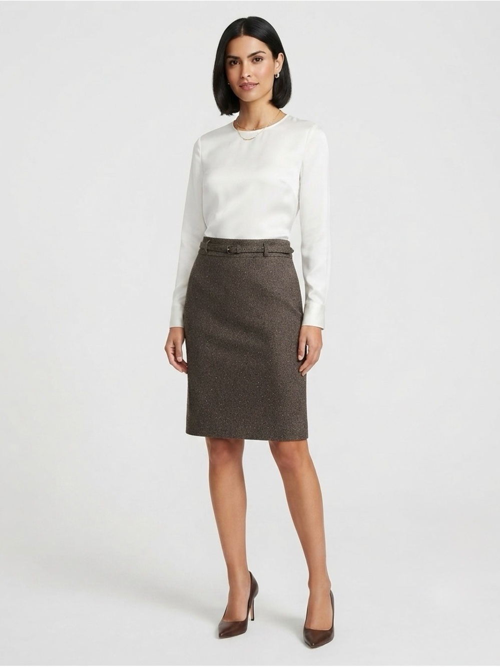 [Takara] Classic Brown Work Pencil Skirt